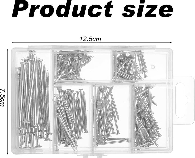 Arcjunys Hardware Nails Assortment Kit Wall Nails 4 Sizes Small Nails for Hanging Pictures Picture Hanging Nails Finishing Nails Wood Nails Assorted Nails Nail Assortment Kit for HOM DIY 280 Pcs - Image 2